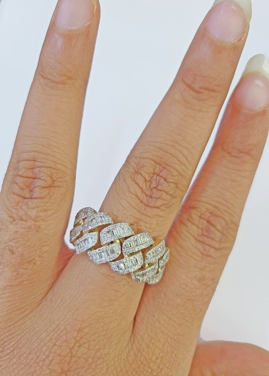 Real 10k Yellow Gold Diamond Ring Men Engagement Wedding Ring - GoldenlinQ